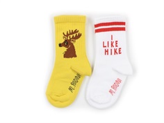 Mini Rodini strømper hike deer yellow (2-pack)